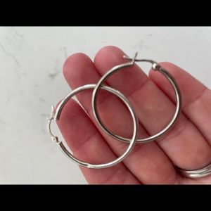 Sterling silver thin hoops